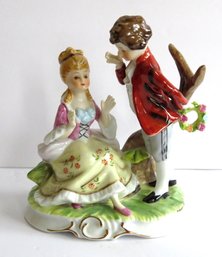 Dresden Type Porcelain Figurine Of A Courting Couple In 18th C. Attire