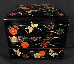 Vintage Japanese There Tiered Food Box