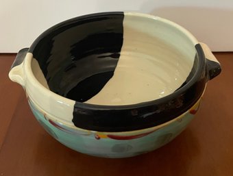 Art Pottery Bowl With Handles Signed Kathy Patten Hauson