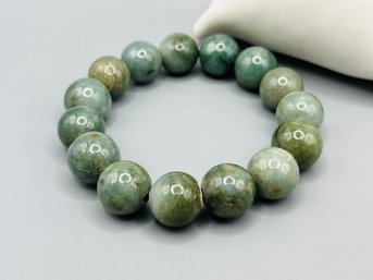 Burmese Jadeite Stone Beaded Stretch Bracelet