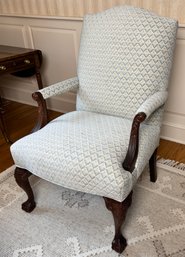 Chippendale Style Carved Mahogany Chair With New Upholstery