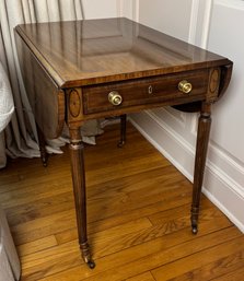 Henredon One Drawer Drop Leaf Side Table