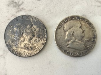 1951 & 1963 Franklin Half Dollar Coin Lot #128