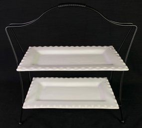Two Tiered Ceramic Display Platter Unit