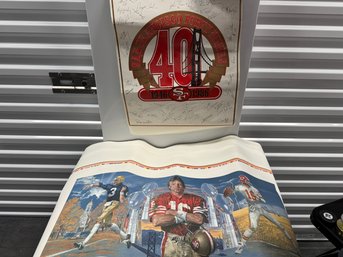 San Francisco 49ers 40th Anniversary Poster 1946-1986 With Player Signatures Display