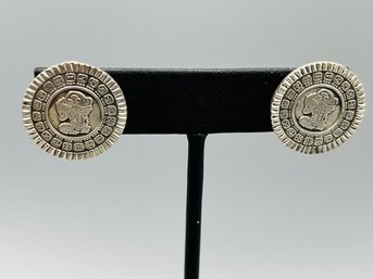 Sterling Silver Mayan Calendar Earrings From Mexico