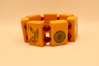 Butterscotch Bakelite Mahjong Tile Stretch Bracelet