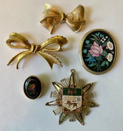 Five Vintage Pins/pendants