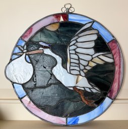 Stork Stained Glass Panel