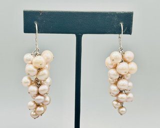 Genuine 14K Cluster Drop Pearl  Earrings - CP1