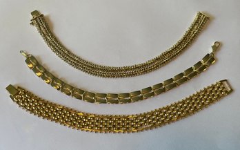 Three Vintage Goldtone Bracelets