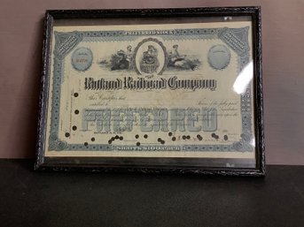 Rutland Railroad Company Framed Preferred Stock