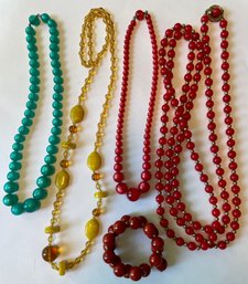 Colorful Vintage Beaded Necklaces And Bracelet