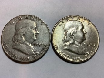 1951 & 1954 Franklin Half Dollars Currency Lot #33