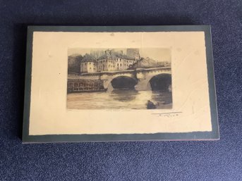 Signed Pont Neue La Seine Lithograph