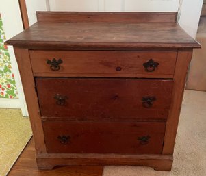 Small Vintage Rustic Three Drawer Pine Chest
