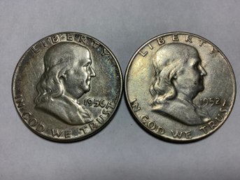 1952 & 1956 Franklin Half Dollars Currency Lot #34!