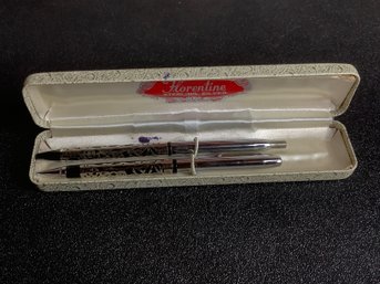 Pair Of Florentine Sterling Silver Inlay Pens