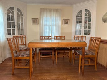 Vintage Thomasville Chair Company Solid Maple Extendable Table With 6 Chairs