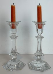 Pair Of Baccarat Crystal Candle Sticks
