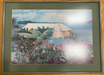 Framed 'Flower Garden And Bungalow' By Winslow Homer