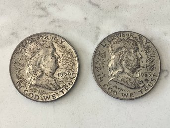 1958 & 1959 Franklin Half Dollar Coin Lot #160