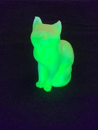 Mosser Vaseline Glass Cat Figurine
