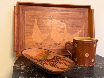 Pair Of Teak Trays & More