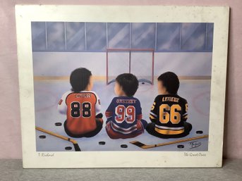 Vintage 90's T. Richard 'The Great Ones' Gretzky/Lemieux/Lindros Hockey Art Print #14