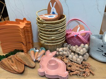 Easter Decor Including Trays, Baskets And Bunnies