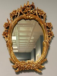 Vintage Syroco Wall Mirror With Ornate Gold-tone Frame