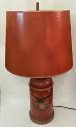 Vintage Painted Metal Lamp With Eagle & Stars & Stripes