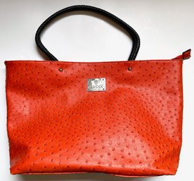 Faux Gucci Large Orange Ostrich Leather Handbag