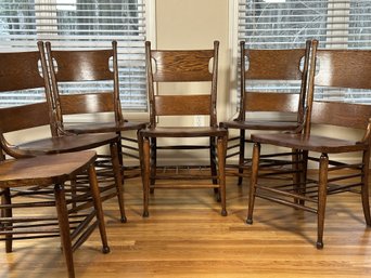 A Gorgeous Set Of Six Vintage/Antique Dining Chairs In Quarter-Sawn Oak