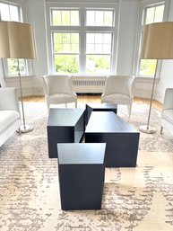 Four Piece Ebony & Grey Cerused Coffee Table