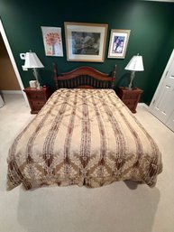 Traditional Solid Wood Spindle Headboard With Metal Frame