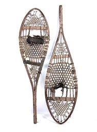 45inch Early Bentwood Snowshoes With Leather Harnesses