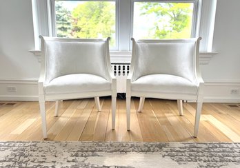 Pair French Style  Bergere Side Chairs In Ivory