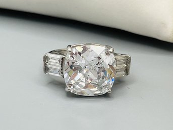 Stunning Cushion Cut Clear Stone Ring