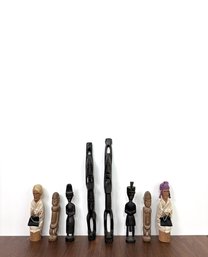 Hand Carved And Crafted Group Of Figurative Pairings