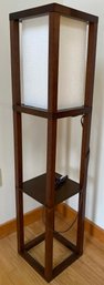 Wooden Frame Shelf Floor Lamp