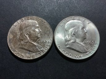 1962 & 1963 Franklin Half Dollars Currency Lot #50