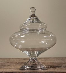 Vintage Sterling Silver & Glass Lidded Apothecary Jar