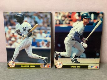 Lot Of 2 - Vintage 1990s NY Yankees Wood Plaques (Roberto Kelly & Steve Sax) #20
