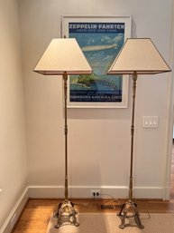 Pair Vintage Brass Floor Lamps