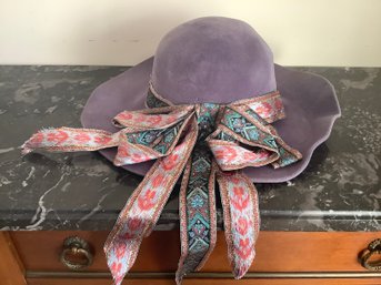 Purple Suede Hat W/ Decorative Ribbon #3