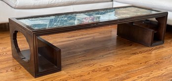 Oriental Style Coffee Table With Vintage Chinese Silk