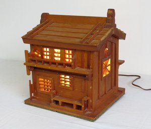 Mid-Century Bavarian Chalet Style Wooden Table Lamp