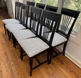 Set Of Eight High Gloss Finish Black Chairs