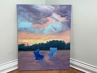 Stunning John Wheat 'Nantucket On July Fourth' Original Oil Painting On Canvas